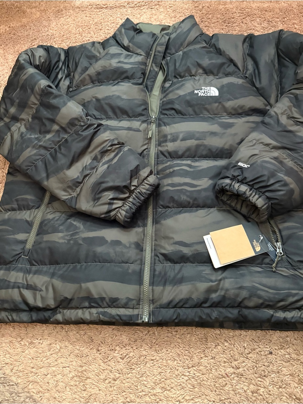 The North Face Kids Black & Dark Gray Camouflage Puffer Jacket
